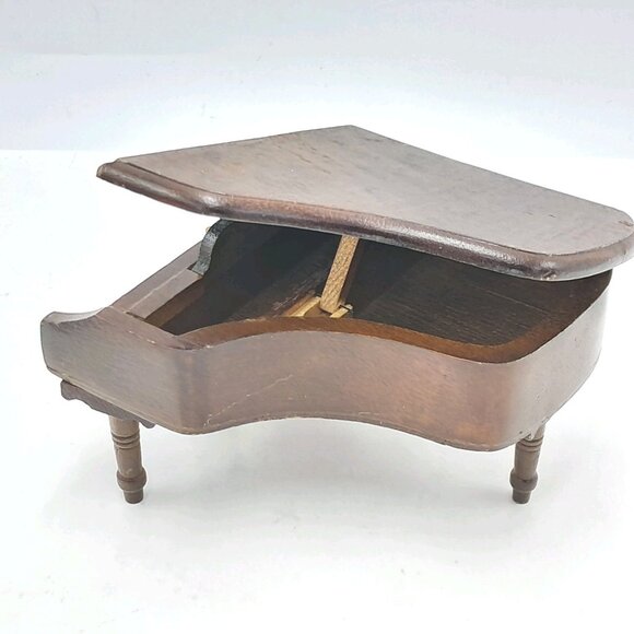 Miniature Grand Piano & Bench Walnut Furniture Doll House Vintage Wooden - Picture 5 of 14